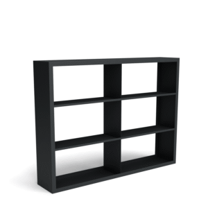 Beltza Schwarzes Holzlager - Unterteilung 6 Boxen - Länge: 2000 - Breite: 385 - Höhe: 1500