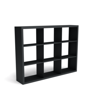 Beltza Schwarzes Holzlager - Unterteilung 9 Boxen - Länge: 2000 - Breite: 385 - Höhe: 1500