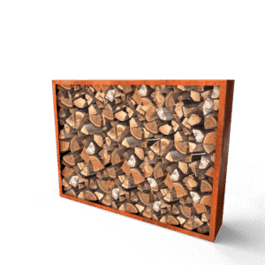 Egura Holzlager aus Cortenstahl – Länge: 2000 – Breite: 385 – Höhe: 1500