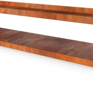 Egura Recess Holzaufbewahrung aus Cortenstahl – rechteckig – Länge: 1480 – Breite: 380 – Höhe: 380