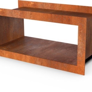 Egura Recess Holzaufbewahrung aus Cortenstahl – rechteckig – Länge: 780 – Breite: 350 – Höhe: 380