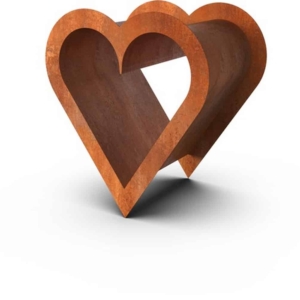 Egura Recess Holzaufbewahrung aus Cortenstahl – Herz – Länge: 600 – Breite: 540 – Höhe: 380