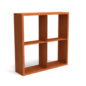 Egura Cortenstahl Holzlager - Unterteilung 4 Fächer - Länge: 1500 - Breite: 385 - Höhe: 1500