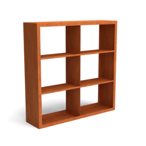 Egura Cortenstahl Holzlager - Unterteilung 6 Boxen - Länge: 1500 - Breite: 385 - Höhe: 1500