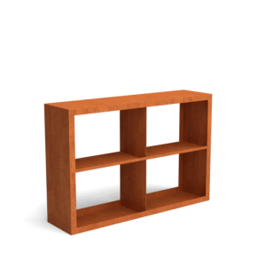 Egura Cortenstahl Holzlager - Unterteilung 4 Boxen - Länge: 1500 - Breite: 385 - Höhe: 1000