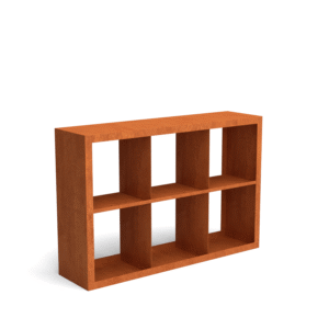 Egura Cortenstahl Holzlager - Unterteilung 6 Boxen - Länge: 1500 - Breite: 385 - Höhe: 1000