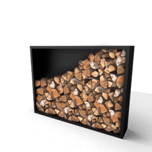 Beltza schwarz Holzlager mit Rückwand - Länge: 2000 - Breite: 385 - Höhe: 1500