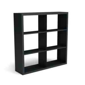 Beltza Schwarzes Holzlager - Unterteilung 6 Boxen - Länge: 1500 - Breite: 385 - Höhe: 1500