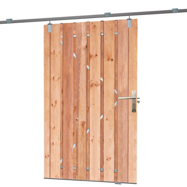 Gartentor, Schiebesystem, 15 Latten Red Class Wood, H195x130 cm