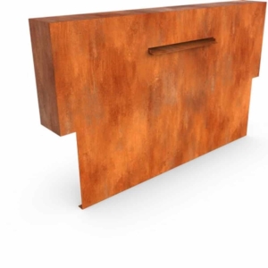 Cascadi Wasserfallelement aus Cortenstahl (am Teich) – Länge: 2500 – Breite: 250 – Höhe: 1200