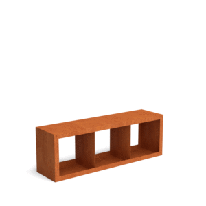 Egura Cortenstahl Holzlager - Unterteilung 3 Fächer - Länge: 1500 - Breite: 385 - Höhe: 500