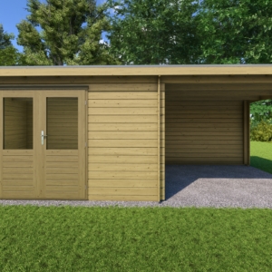 Gartenhaus Lavendel 400x300cm + 300cm Uberdachung und Imprägniert