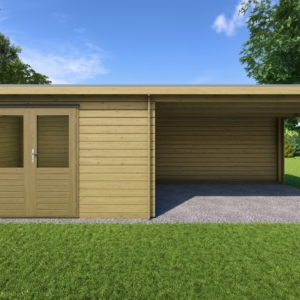 Gartenhaus Lavendel 400x300cm + 400cm Uberdachung und Imprägniert